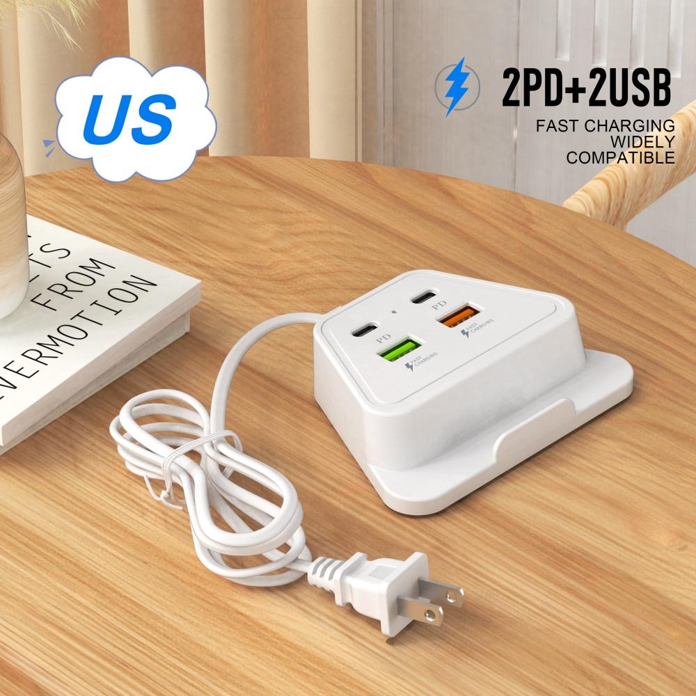 

3.1A 4 порта Многофункциональный USB Настольный Держатель Сетевого Фильтра Вилка EU/US/UK Разъем USB Type C для Быстрой Зарядки для Телефона Планшета Ноутбука 2USB2PD US Plug