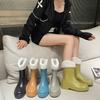 Rain Shoes Women's Short Tube Fashion Waterproof Shoes Flat Rubber Shoes Wear Medium Tube Water Boots Warm Rain Boots Fashion