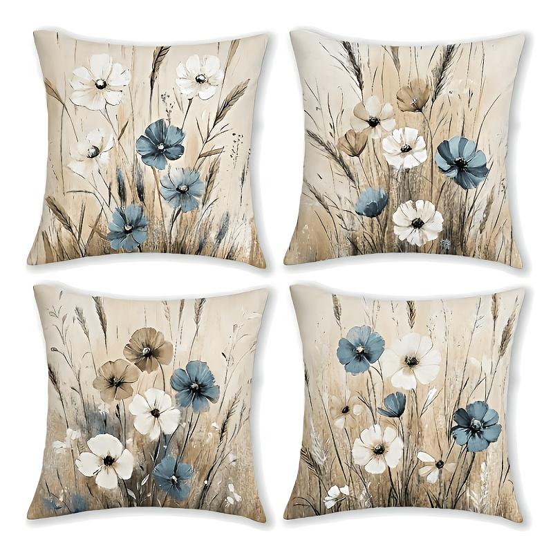 Elegant Watercolor Floral Pillow Covers Soft Color Cushion Covers Zippered Sofa Living Room Bedroom Outdoor Home Botanical Art