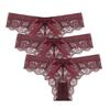 3 Pcs/Lot Women's Lace Bow Thongs Sexy Low Waist Panties Underpants