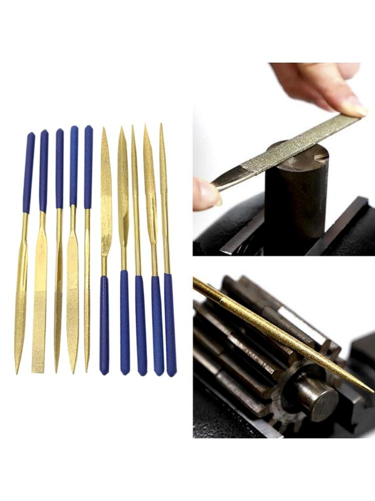 10Piece Mini Diamond Needle File Set for Metal, Deburring,and Fine Grinding Durable and Versatile Tool Square Flat Shape