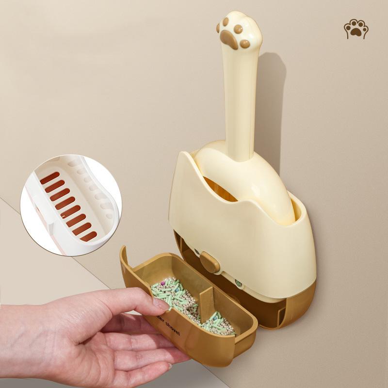Wall Mounted Cat Litter Scoop Fine Mesh Double Size Gap Sifter Plastic Poop Cleaner Tool for Pet Waste Management Home Use Bathroom Organization