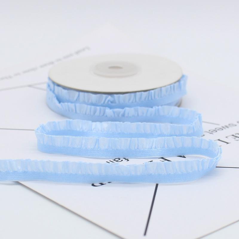 5 Yards Multi-Color Pleated Stretch Lace Embroidery Fabric Trim DlY Headdress Clothing Home Decoration Accessory 1CM Wide