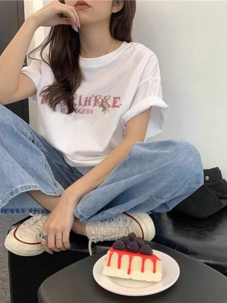 Unisex American High Street Chic Cotton T-Shirt, Summer Plus Size, Loose Fit for Men, Women & Couples