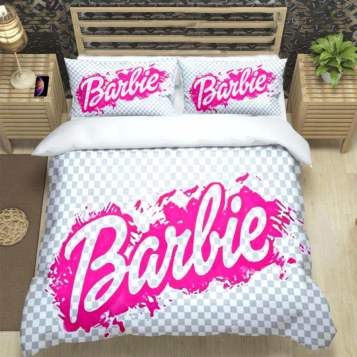 

Hot Fashion B-Barbie Cartoon Print Bedding Sets Bed Supplies Set Comforter Set Teens Girls Cartoon Twin Single Kid Luxury Gift US Queen 228x228cm