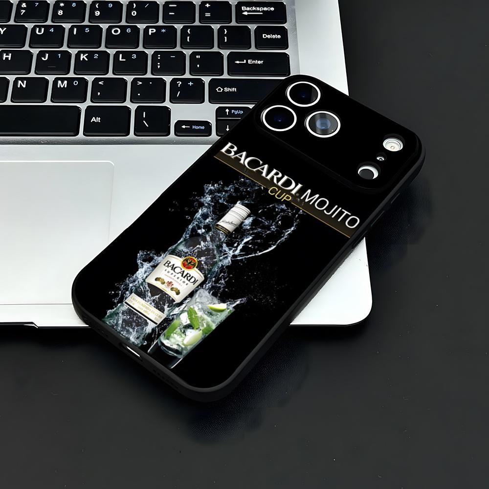 B-Bacardi Handyhülle Für IPhone 17 Air 16 E Pro Max 15 14 13 Mini 12 Pro 11 Max Plus Schwarze Weiche Schale
