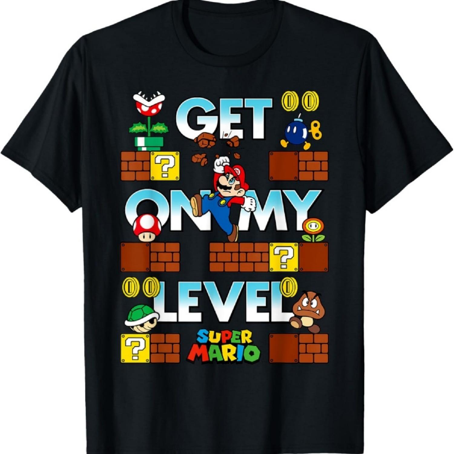Super Mario Get On My Level Game Play Poster T-Shirt XXXXXL разноцветный