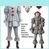 It de Stephen King Palhaço Assustador Coringa Pennywise Fantasia Cosplay Roupas de Halloween Costura Perfeita e Acabamento Exquisito