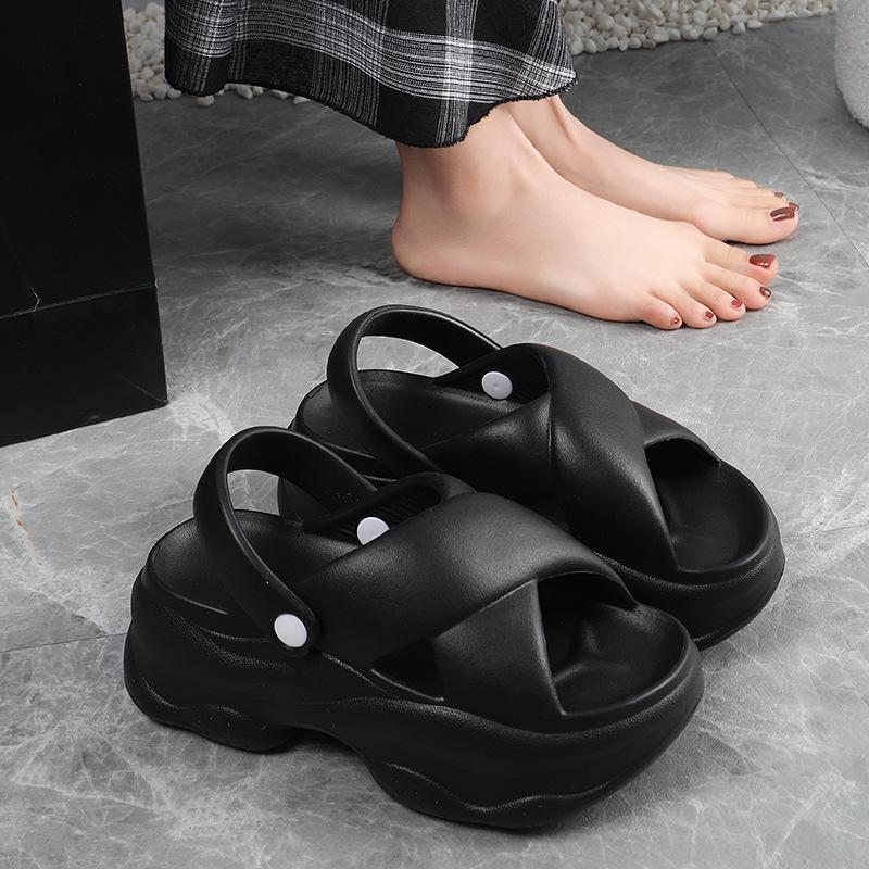 

Женские легкие сандалии на платформе из ЭВА-губки с перекрестными ремешками на пятке для летней пляжной носки Fits foot size 37-38