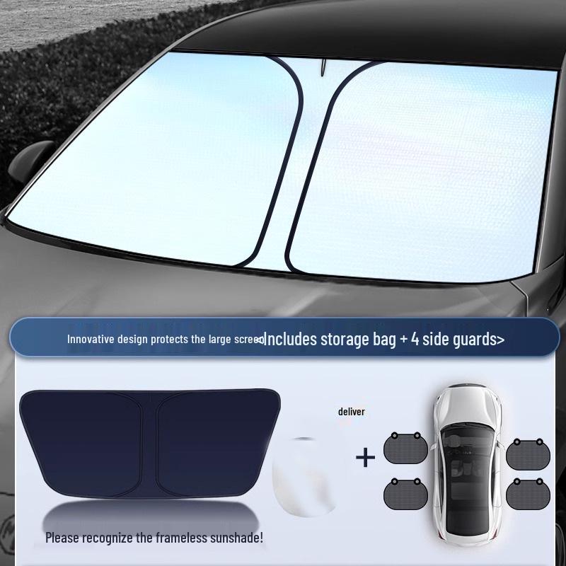 

Car Sunshade Umbrella - Heat Insulation & UV Protection for Front Windshield. Toyota Custom: 4 Side Shades + Bag