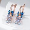 Shiny Blue Natural Zircon Drop Earrings For Women Trend  Rose Gold Color Bride Wedding Fine Jewelry Crystal Gift
