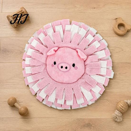 Stress Reducing Pet Toy Dog Snuffle Mat with Crinkle Paper, Interactive Feeding Squeaky Toy, Enrichment Cartoon Animal Design, Sniffing Foraging