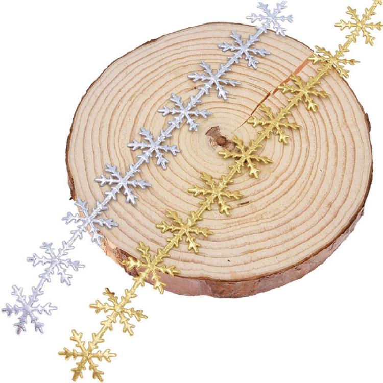 Christmas Glitter Snowflake Shape Lace Ribbons Golden Silver for Wedding Decor