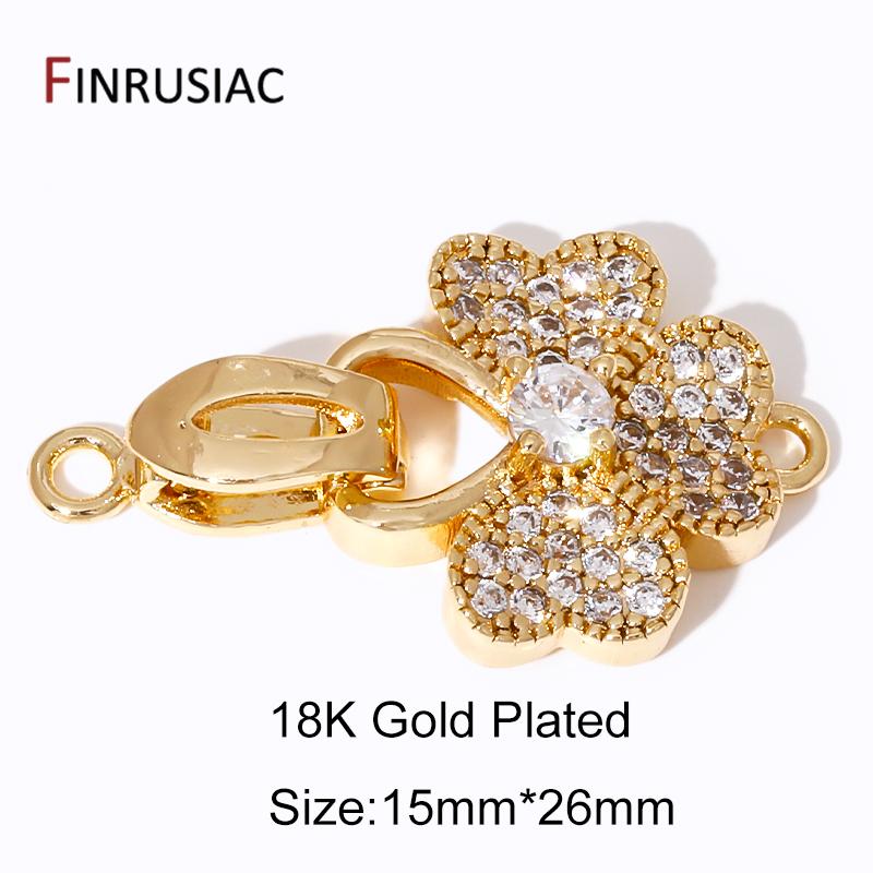 18K Gold Plated Zircon Fasteners Accessories Closure Lock Clasps For DIY Needlework Beads Pearls Jewelry Making Findings