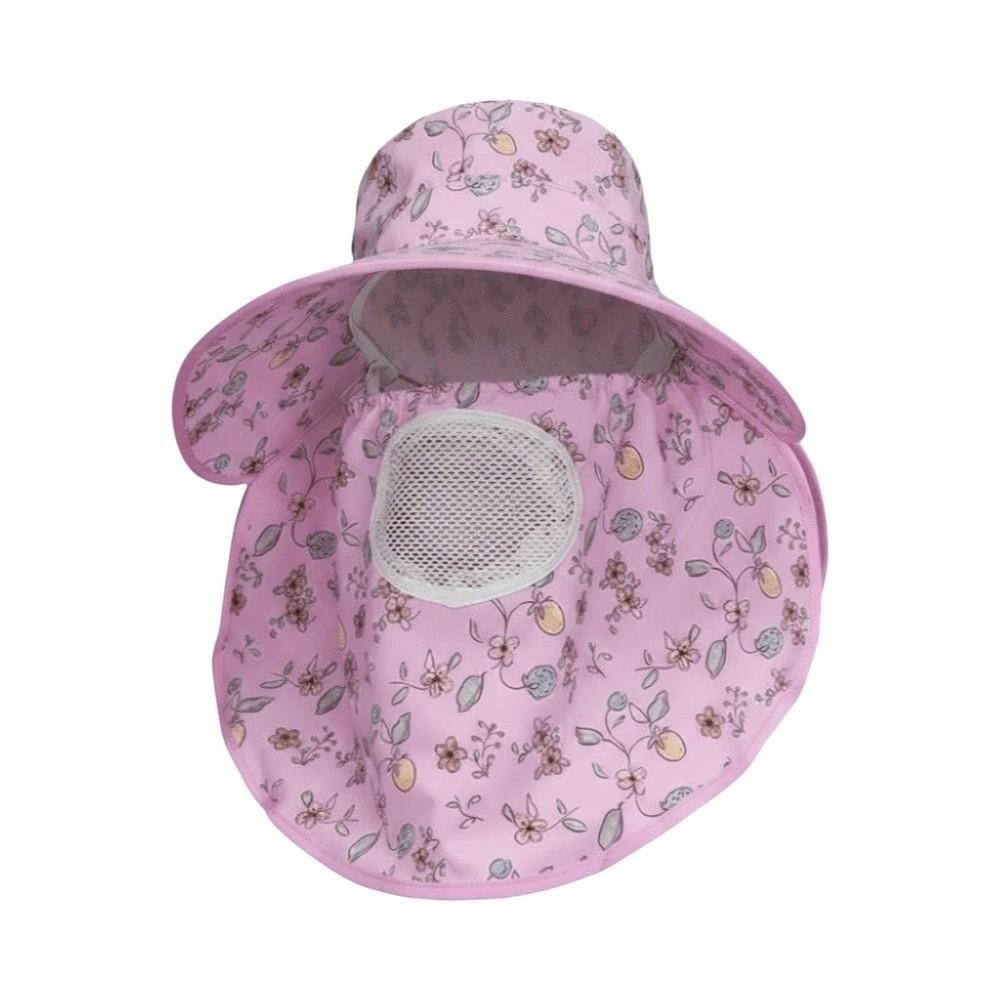 Floral Picking Tea Hat With Mask Neck Protection Hat Soft Sunshade Shawl Cap  for Gift