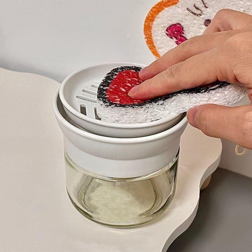 280ML Scrubbing Liquid Detergent Dispenser Pump Design Press Type Soap Box Kitchen Tool