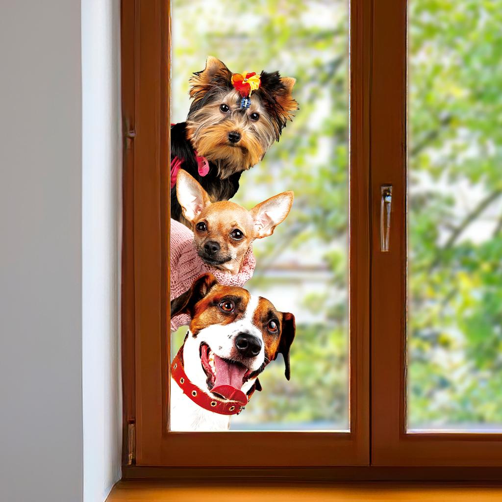 Cute Realistic Animal Peeking Window Stickers Creative Glass Decor Festival Decoration Home Shop Window Clings Adorable Animal Wall Stickers