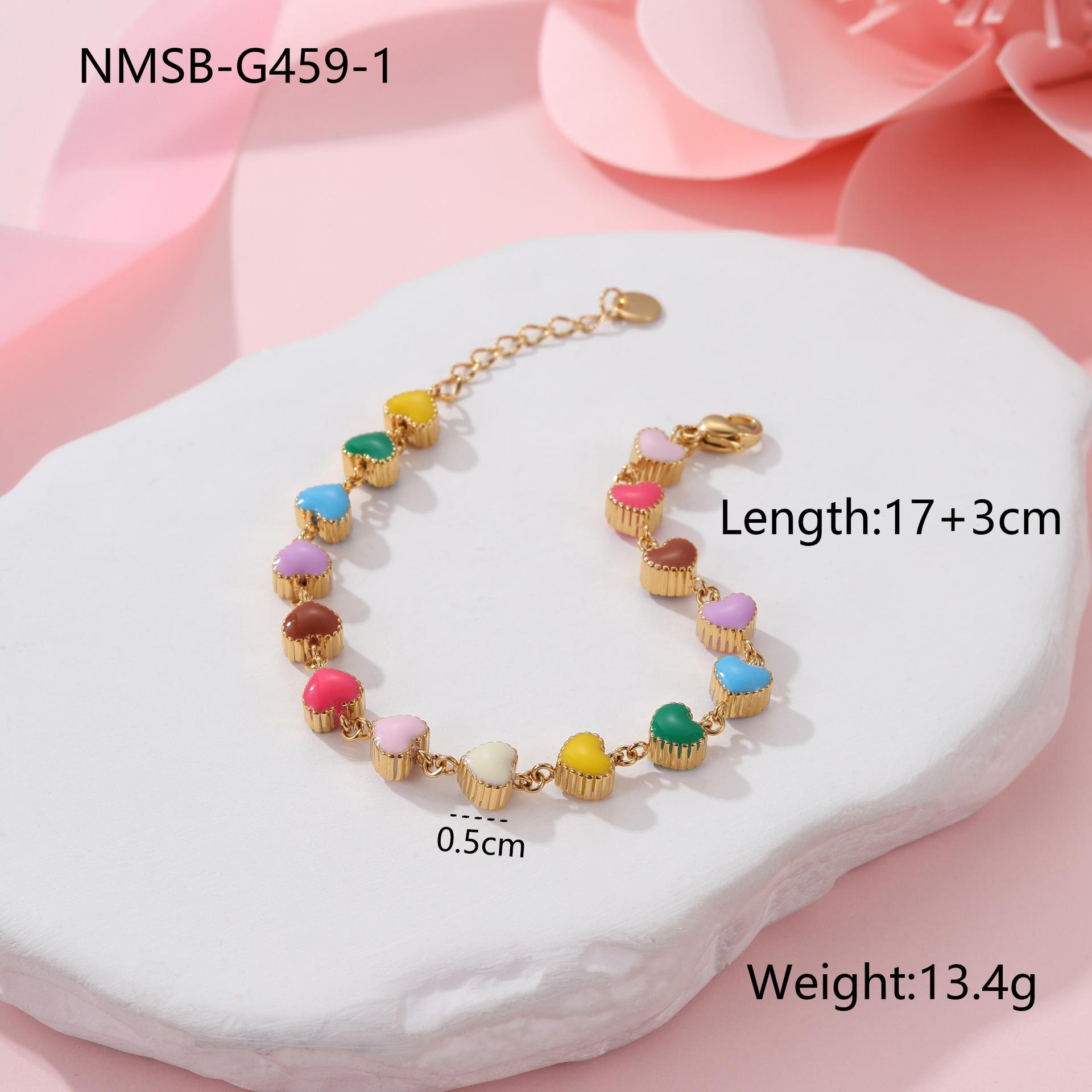GEMCHIC Women s Enamel Love Heart Titanium Steel Bracelet Fashion Colorful Drop Shape Design Simple Personality