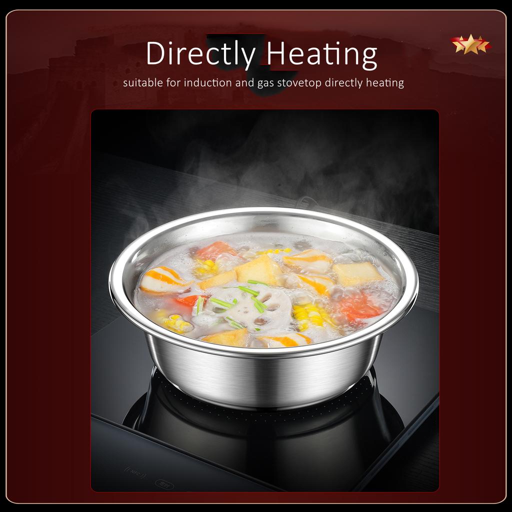 LFGB Certified 316L Stainless Steel Kitchen Basin Ultra Thicken Seafood Container Well Polished Directly Heating Deepened Plates