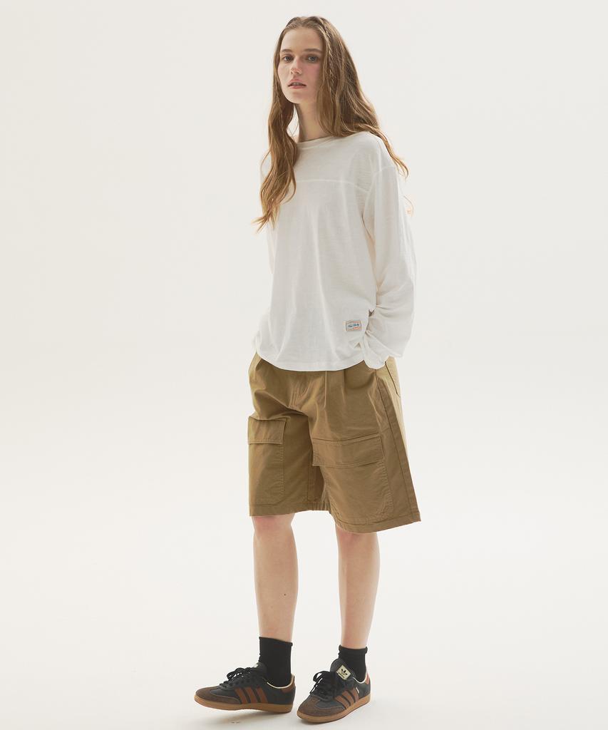 Nyuluki Vintage Cotton Cargo Shorts_Beige
