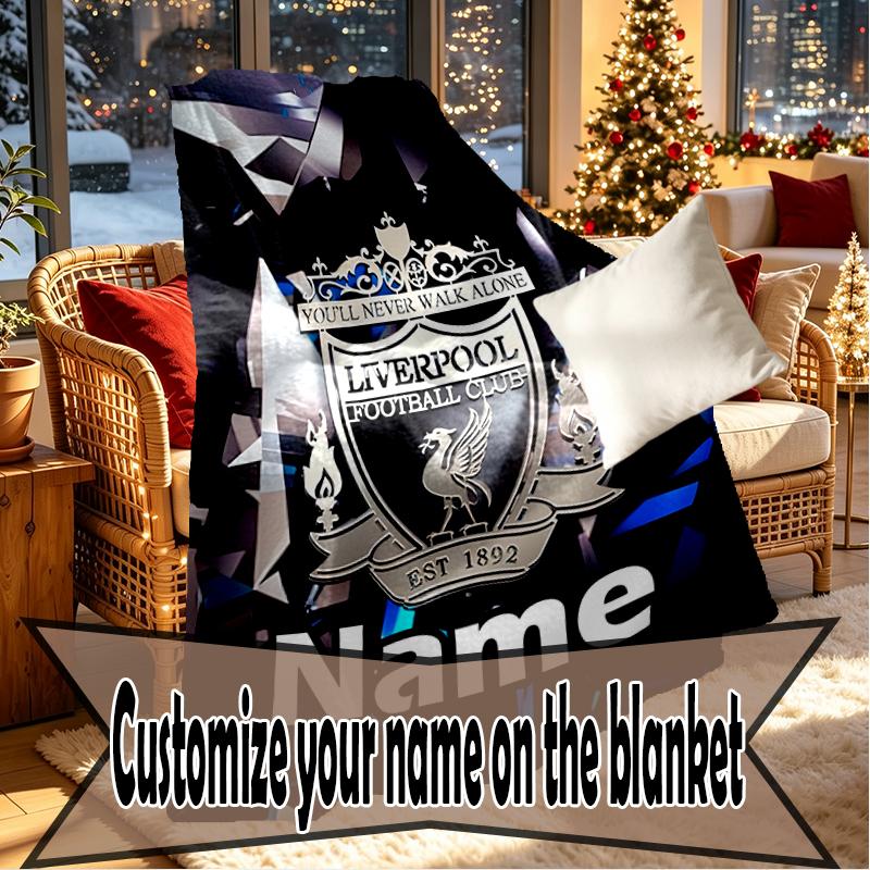 Custom Name Personalized Football Team F.C Print Blankets, Home Decor, Bedroom, Sofa, Camping, Couch, Gifts for Birthday Christmas