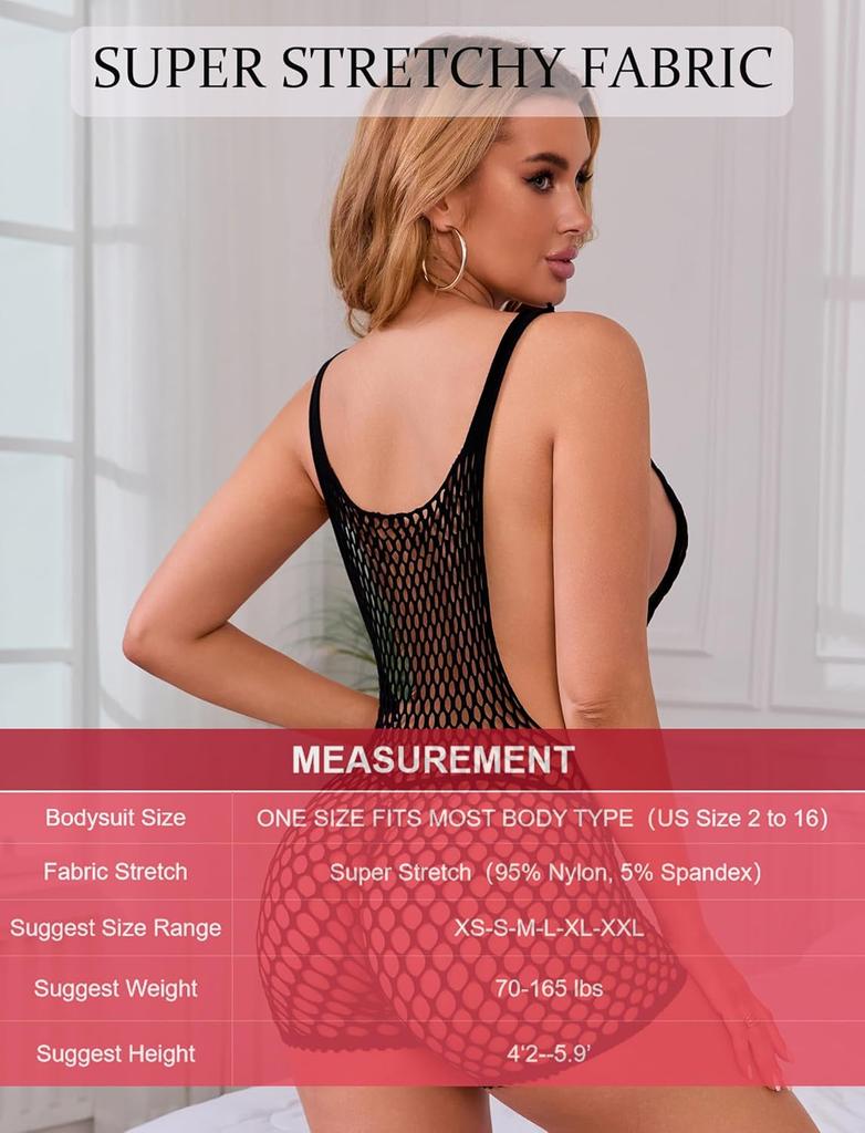 Womens Fishnet Bodysuit Shorts Style Sexy Mesh Teddy Lingerie One Piece Nightwear