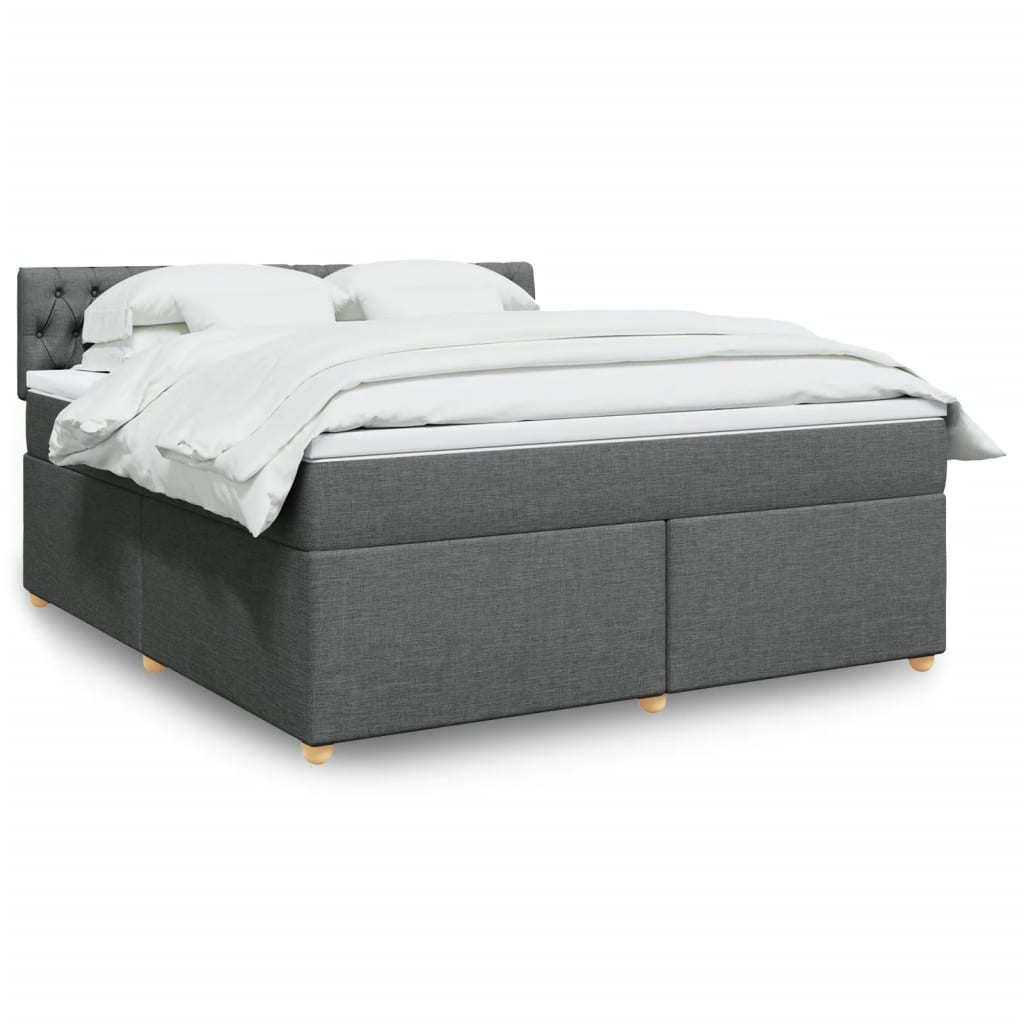 Box Spring Bed with Mattress Dark Grey 180 x 200 cm Fabric