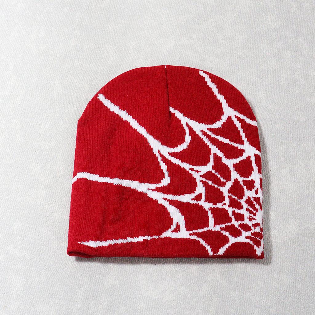 Hot-selling Y2K Spiderweb Knitted Hat European American Style Trendy Winter Beanie Jacquard Pattern 48-50cm Head Circumference