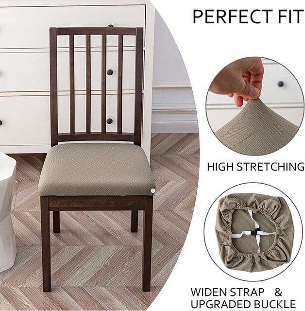 

Water Resist Seating Seat Cover Stretch Jacquard Cushion Cvoers For Kitchen High High-grade Machine Machine Washable Chair Covers For Home Dining 1-Pcs сіро-коричневий