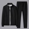 Men's Simple Plus Size Set, Middle Aged and Elderly Long Sleeve Jacket+Pants Sports Two Piece Set