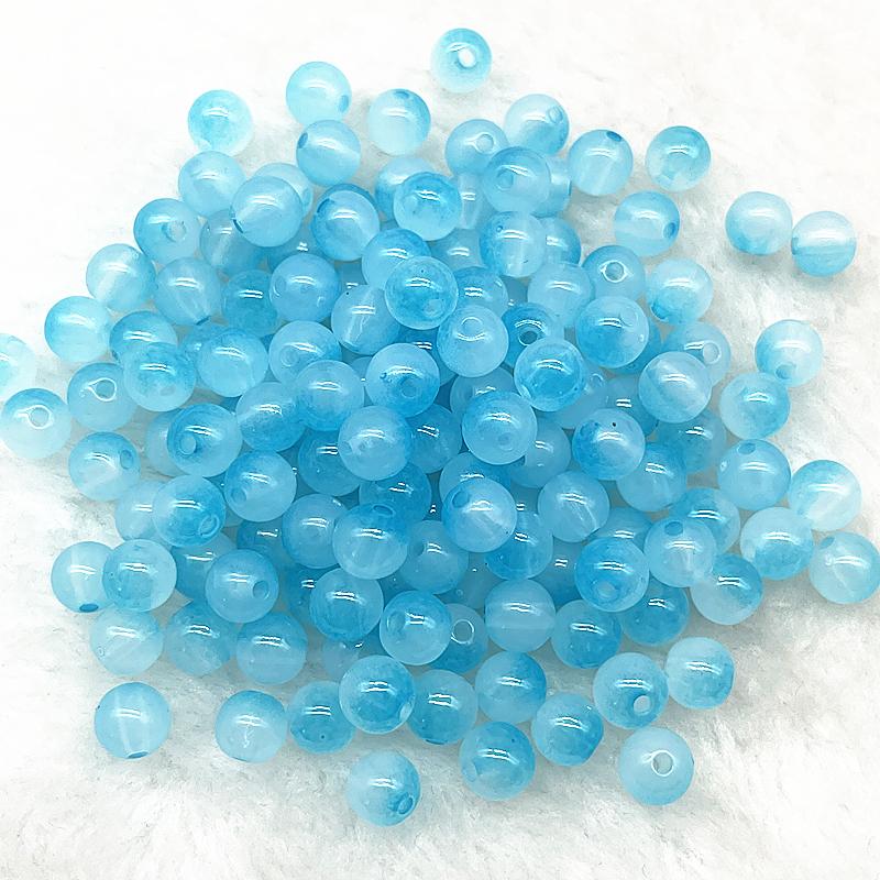 50pcs 8mm Double Color Imitation Jade Round Acrylic Beads Loose Spacer Beads Pattern for Jewelry Making DIY Bracelet Necklace
