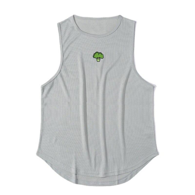 Muscleguys Men's GYM Clothes Summer Breathable Comfortable Loose Fitness Vest Quickly-dry Vegetable Printed Sleeveless t-Shirt