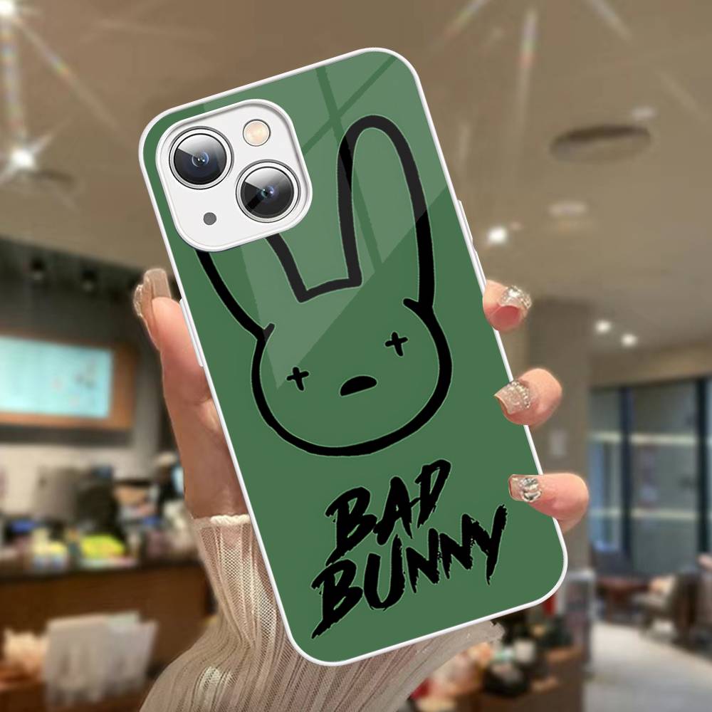 B-Bad Bunny Art For IPhone 14 13 12 Mini 11 Pro XS Max X XR 14 Plus Tempered Glass Cover