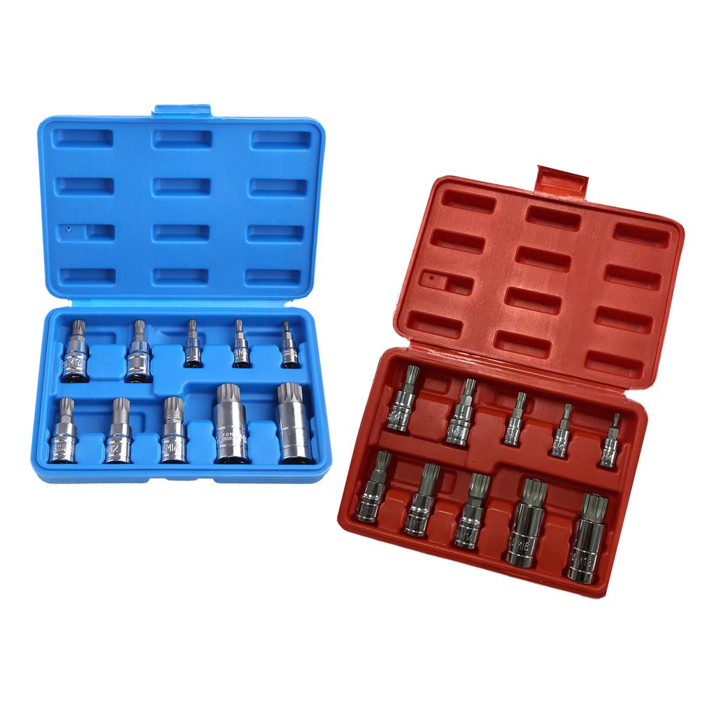 Adattatore per Presa 10 Pezzi XZN a 12 Punte Spline Tripla Square Bit Socket Set Anti-manomissione