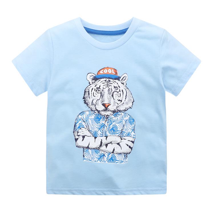 2025 Boys' Pure Cotton Knitted Short-Sleeve T-Shirt, Sizes Small & Medium, European & American Style