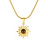 Accessories, Natural Tiger'S Eye Sun Pendant Necklace, Stainless Steel Retro Women'S Necklace 2285