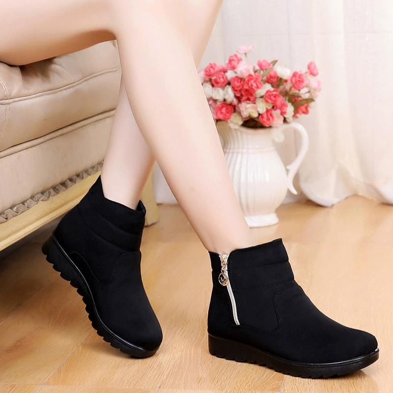 Winter Warm Mom Cotton Boots Plush and Thickening Mom Cotton Shoes Soft Sole Anti Slip Mom Shoes Short Boots