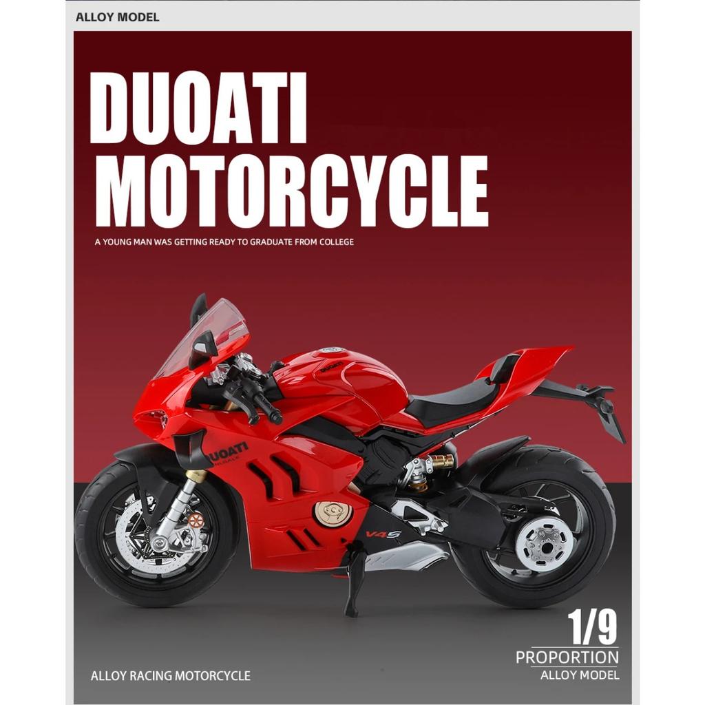 1/9 Panigale V4S Legierung Rennmotorrad Diecasts Metall Straßen-Sportmotorrad Modell Simulation mit Licht Kinderspielzeug Geschenk