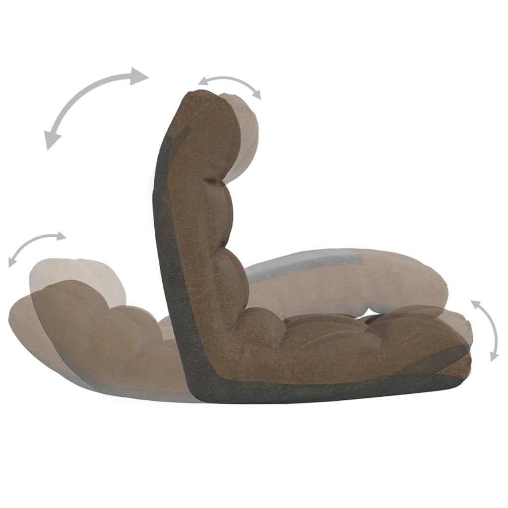 Foldable Floor Chair in Brown Fabric