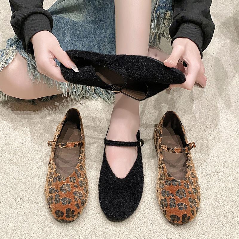Fashion Women's Fashion Flat Shoes Autumn New Round Head Shallow Mouth Suede Soft Sole Anti-slip Wear-resistant Low-top Shoes