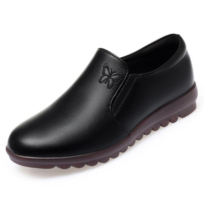 Fashion Soft Leather Round Head Women Casual Flats Oxford Single Shoes New Non-slip Warm Soft Sole Shoes
