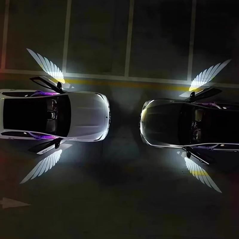 Car Angel Wings Wireless Car Door Welcome Decorative Light Courtesy Shadow Projector Lamp LED HD Logo Light Car Accessories