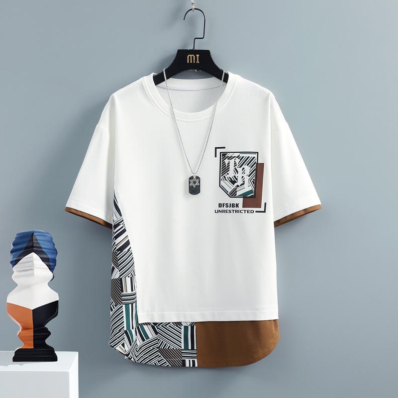 Men's Sets Fashion splice Print Streetwear Summer Tracksuit T-Shirt Shorts Set Men Two Piece Joggers Sports Suit