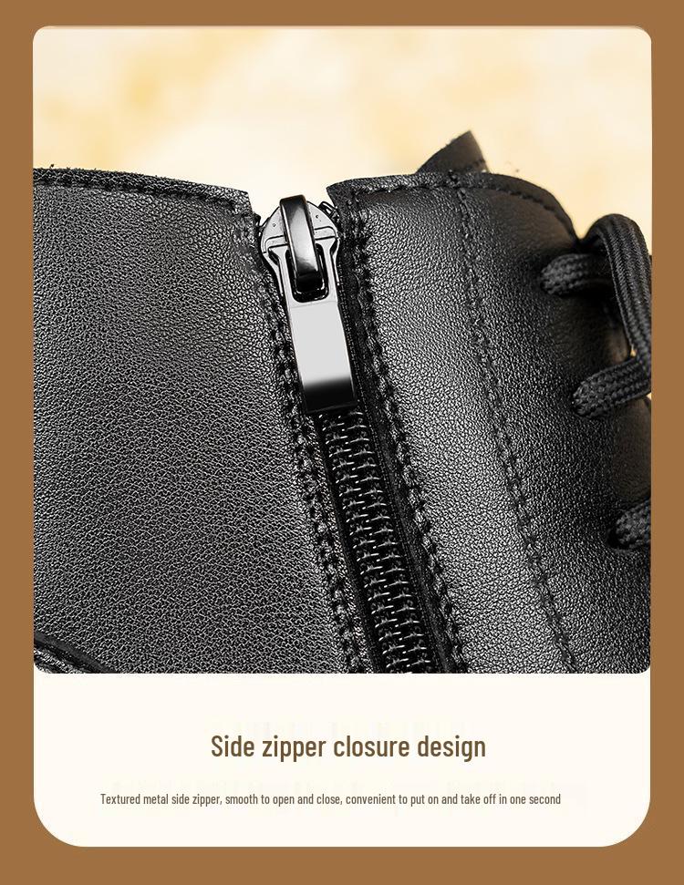 2025 H/W Damen Britischer Stil Echtleder Martin Stiefeletten mit dicken Sohlen, Retro-Fleece-Futter und Woll-Zehenschutz für Schnee