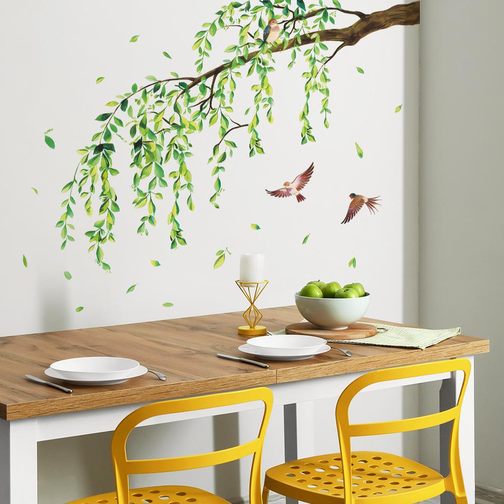 Personalized Fluttering Sticker of Willow Branches and Sparrows, Wall Sticker for Living Room, Dining Room, Home and Background Wall