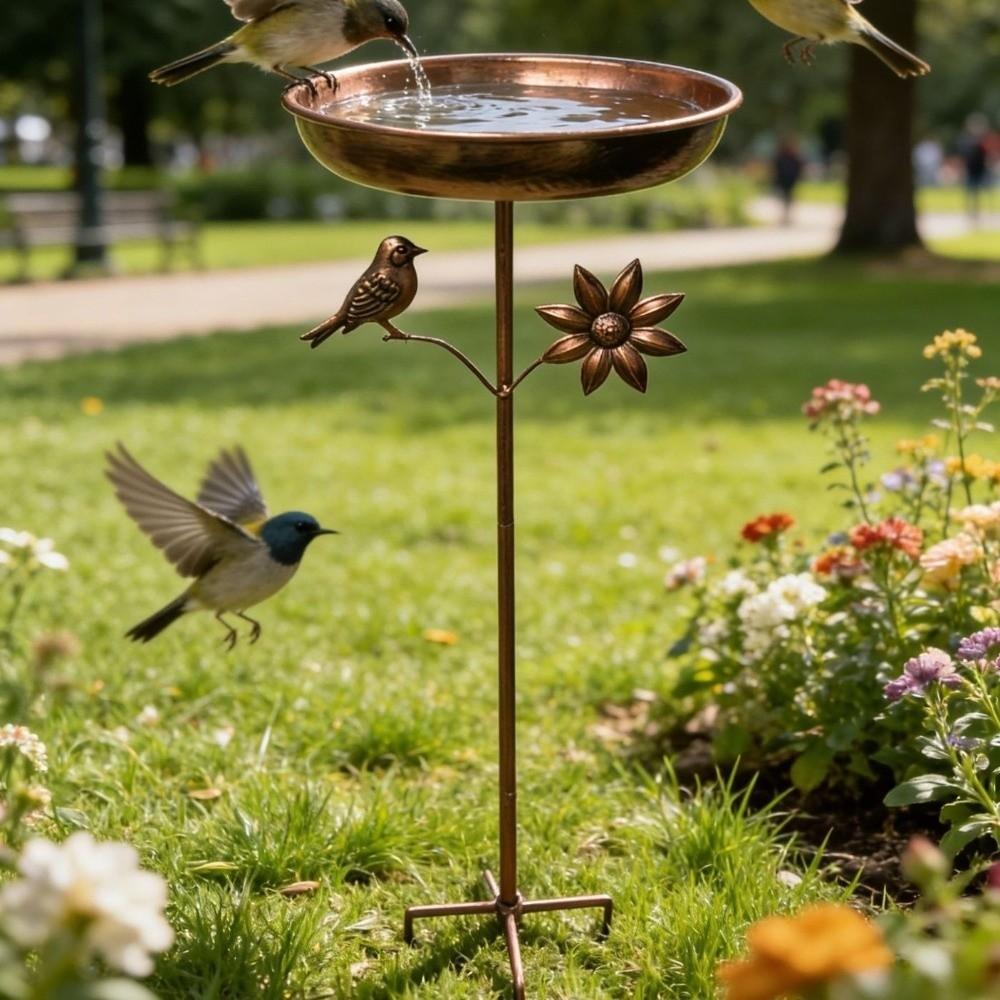 Rustproof Iron Garden Birdbath Anti-leakage Bird Feeding Station Durable Hummingbird Feeder Porch