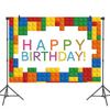 Building Block Children's Outdoor Birthday Decoration Tableware Paper Cup Plate Napkin Cake Topper Blowout Gift Bag Party Favors