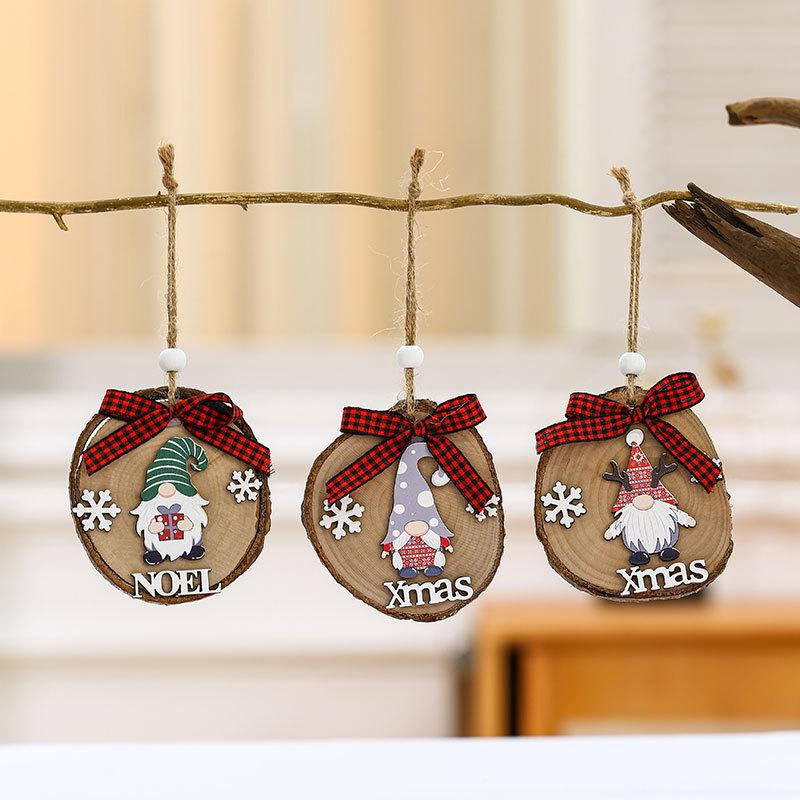 Christmas Bows Wooden Decorations Log Pendants Christmas Tree Pendants Christmas Decorations