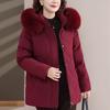 Real Fur Collar Middle Age Women's Winter Down Jackets Hooded Plus Size Thick Down Coats Woman Outerwears