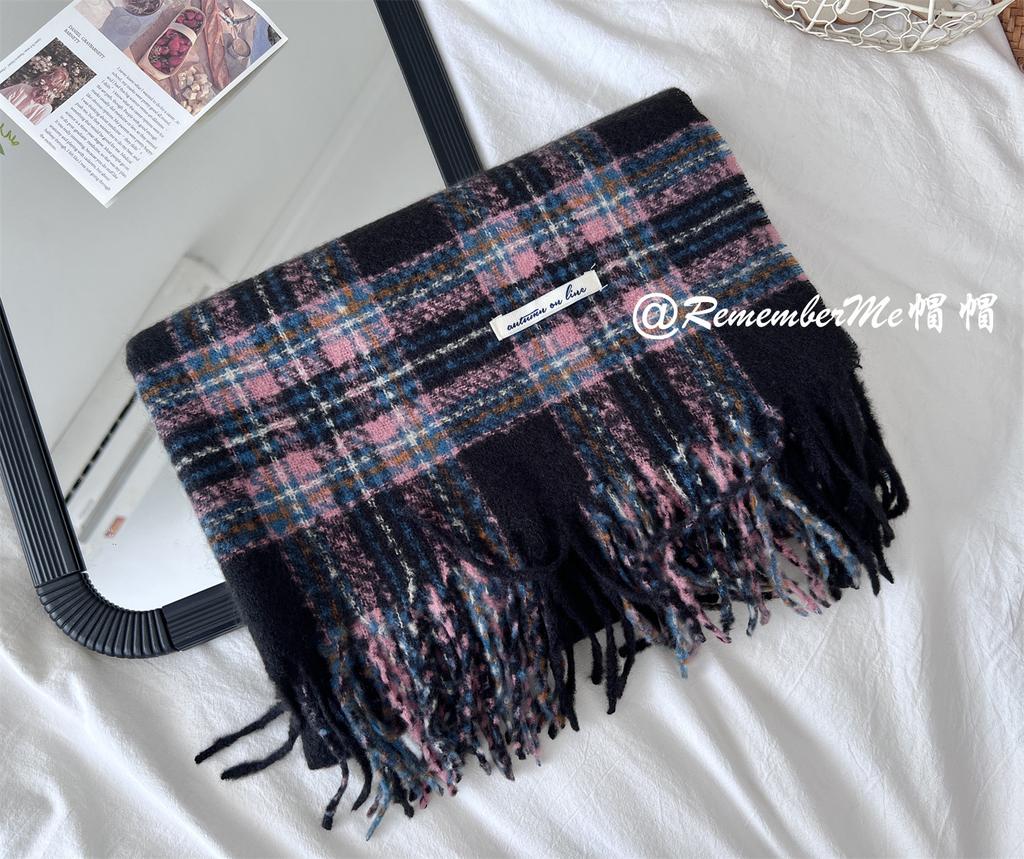 Scarf winter women's high-end sense new plaid Korean version couple shawl red cold-proof versatile thickened scarf